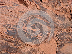 Ancient petroglyphs of deer in Valley of Fire Nevada