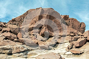 Ancient Petroglyphs on the Rocks at Yerbas Buenas in Atacama Desert, Chile, South America photo