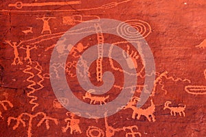 Ancient petroglyphs in Valley of Fire, Nevada