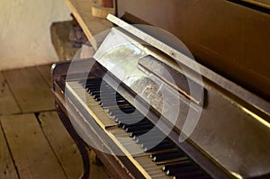 Ancient piano, beautiful musical instrument photo