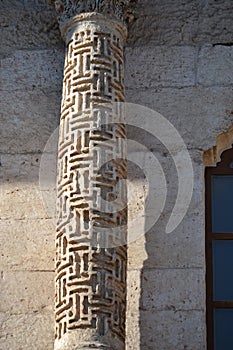 Ancient pillar in Diyarbakir on Ulu Camii engravings and elaboration unique