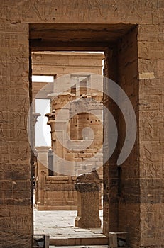 Ancient pillar and hieroglyphic at temple of File. Egypt