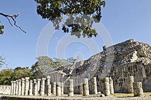 Ancient pillars built by the Mayas photo
