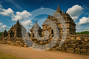 Ancient Plaosan Temple under Blue Sky in Central Java, Indonesia