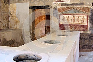 Ancient Pompeii restaurant with serving station