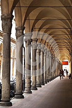 Ancient porch in bologna photo