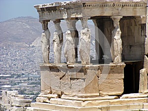 The ancient Porch of Caryatides in Acropolis