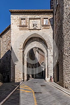 The ancient Porta della Catena in the historic center of Todi, Perugia, Italy