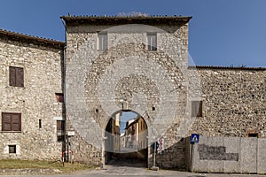 The ancient Porta Valledonna or San Giovanni which gives access to the historic center of Norcia, Italy