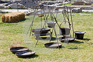 Ancient Pots in a Gallic Encampment at a Reenactment