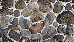 Ancient prehispanic river stone wall texture background photo