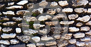 Ancient prehispanic stone wall texture background photo