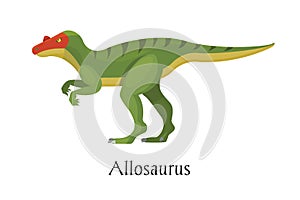 Ancient prehistoric animal dinosaur. Big wild ground predatory animal Allosaurus.