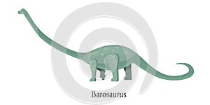 Ancient prehistoric animal dinosaur. Big wild ground predatory animal Barosaurus.