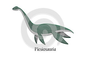 Ancient prehistoric animal dinosaur. Wild water predatory animal Plesiosaur.