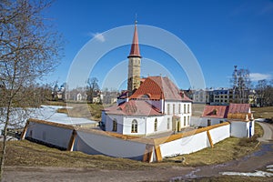 The ancient Priory Palace in early spring. Gatchina. Russia