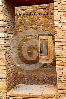 Ancient Puebloan Doorways and Masonry, Pueblo Bonito, Chaco Canyon National Historical Park, New Mexico, USA