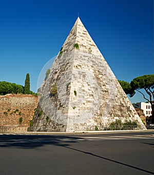 The ancient Pyramid of Cestius in Rome
