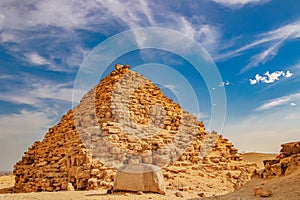 Ancient Pyramid of Mycerinus, Menkaur in Giza, Egypt