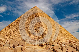 Ancient Pyramid of Mycerinus, Menkaur in Giza, Egypt