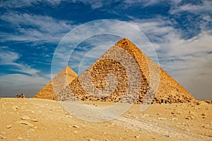 Ancient Pyramid of Mycerinus, Menkaura and the Pyramids of the Queens Menkaurev Giza, Egypt