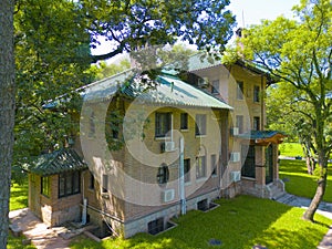 Ancient red brick building (BLACK STONE HOUSE) in Sun Yat-Sen University