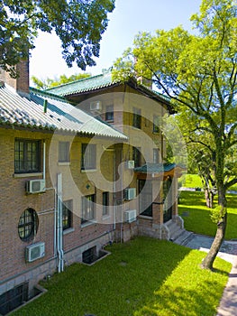 Ancient red brick building (BLACK STONE HOUSE) in Sun Yat-Sen University