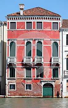 Ancient red Palace in Venice