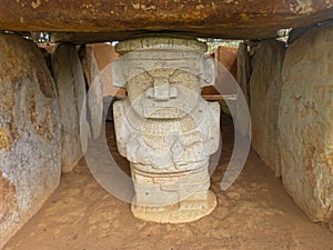 Ancient religious monument and megalithic pre-columbian sculpture in San AgustÃ­Â­Â­n Archaeological Park photo