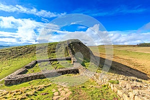 Ancient remains of Milecastle 39 on Hadrian`s Wall