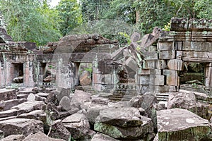 Ancient remains of Preah Khan temple, Siem Reap, Cambodia, Asia