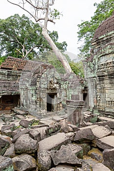 Ancient remains of Preah Khan temple, Siem Reap, Cambodia, Asia