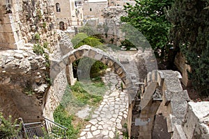 Ancient remnants in old city of Jerusalem. Historical places in the world. City of David