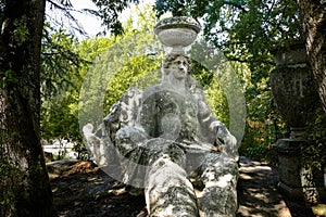 Ancient renaissance sculpture Forest Sphinx in the famous Parco dei Mostri, also called Sacro Bosco or Giardini di Bomarzo. Monste