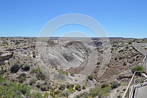 Ancient Riverbed of Petrified National Forest desert floor Panorama