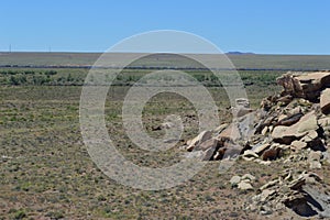 Ancient Riverbed of Petrified National Forest desert floor Panorama