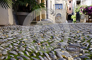 Ancient road made of round stones