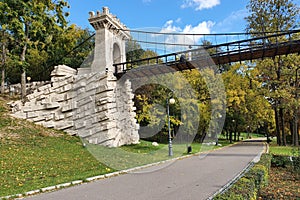 Ancient rock bridge in Nicolae Romanescu Park, Craiova