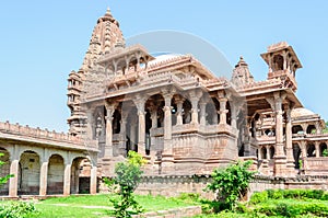 Ancient rock curved temples of Hindu Gods and goddess