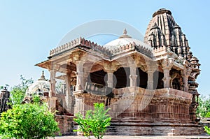 Ancient rock curved temples of Hindu Gods and godess