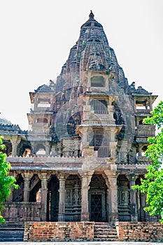 Ancient rock curved temples of Hindu Gods and godess