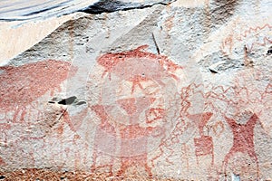 Ancient rock paintings in Pha Taem National Park