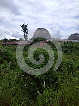 ancient rock and the village at Ekiti Nigeria photo