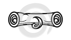 Ancient Rolled Scroll Icon Vector for Old Documents, vector design Generative AI