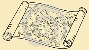 Ancient Rolled Treasure Map Scroll, Adventure and Discovery Vector, vector design Generative AI