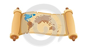 Ancient Rolled World Map Scroll Vector, vector design Generative AI