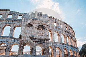 Ancient Roman Amphitheater in Pula, Istrian Peninsula in Croatia