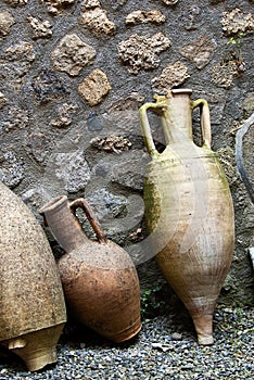 Ancient Roman amphorae in Pompeii