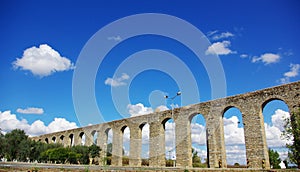 Ancient Roman aqueduct in Evora. photo