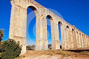 Ancient Roman aqueduct in Evora, Portugal.